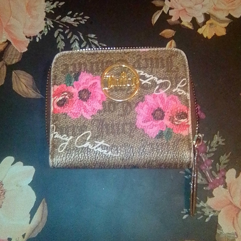 Juicy Couture Pink Floral Brown Wallet Y2k